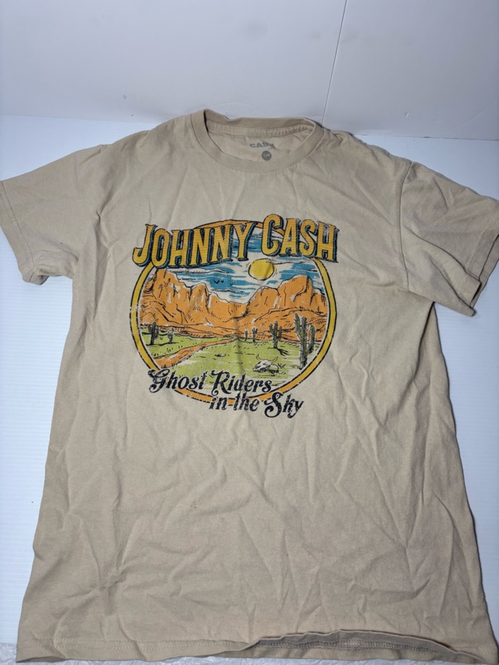 Johnny Cash 'Ghost Riders in the Sky' Short Sleeve Graphic Tee - Ash Beige